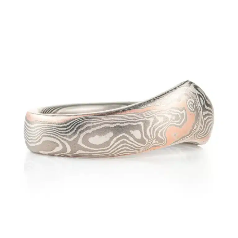 Unique Style Pointed Mokume Gane Ring in Twist Pattern - Image 2