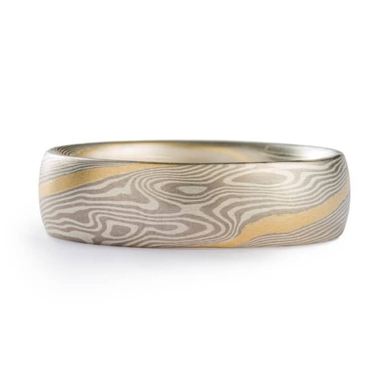 Delicate Yellow Gold Stratum  Mokume Ring - Image 2