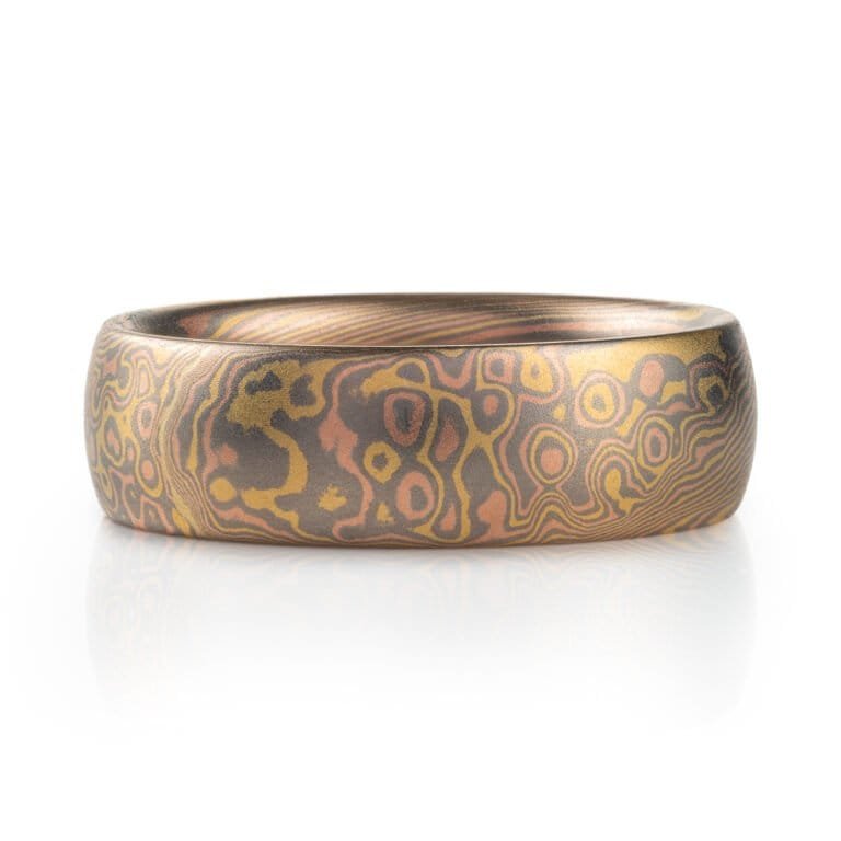 Mokume Gane Ring in Blaze Palette and Twist/Droplet Pattern - Image 3