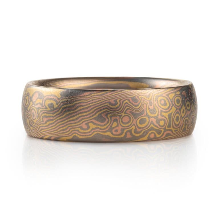 Mokume Gane Ring in Blaze Palette and Twist/Droplet Pattern - Image 2