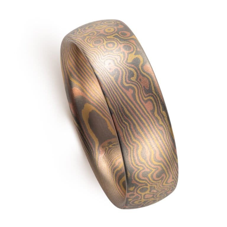 Mokume Gane Ring in Blaze Palette and Twist/Droplet Pattern - Image 4