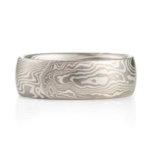 Mokume Gane band in Twist pattern, made with palladium and silver.
