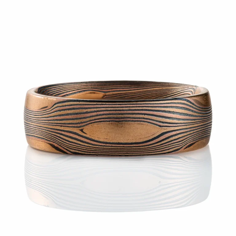 Rustic Wedding Band in Mokume Flow Pattern