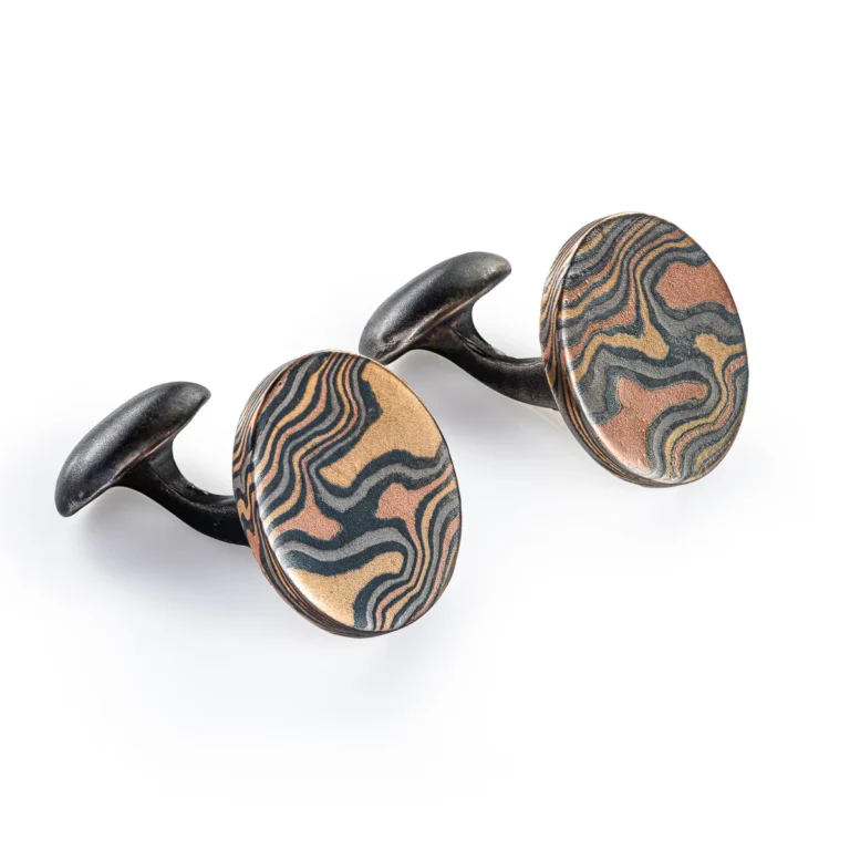 circular mokume gane patterned cufflinks