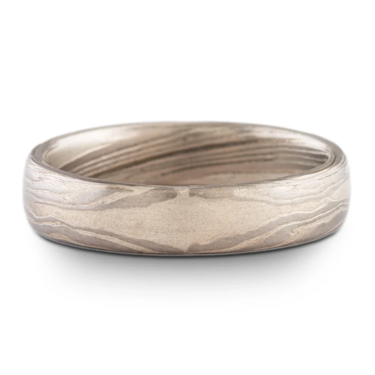 Mokume Gane Ring Wedding Band Twist Pattern and Ash Palette - Image 2