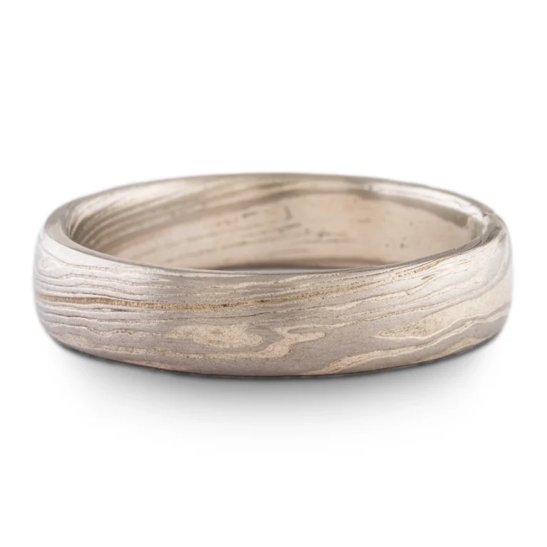 Mokume Gane Ring Wedding Band Twist Pattern and Ash Palette