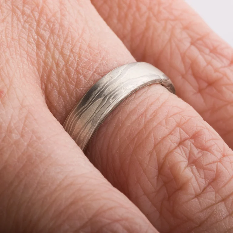 Mokume Gane Ring Wedding Band Twist Pattern and Ash Palette - Image 5